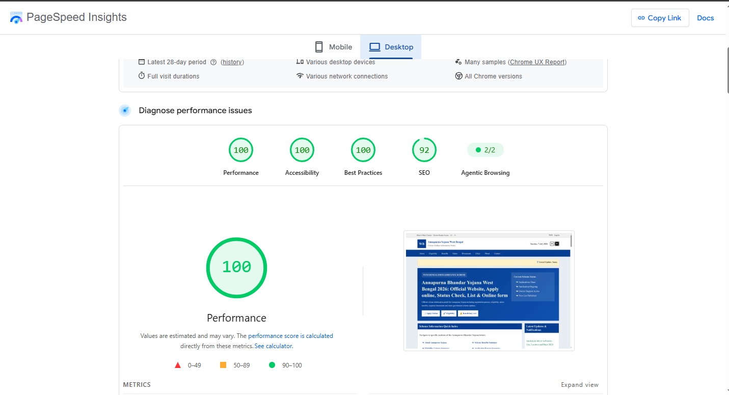 PageSpeed Insights Desktop